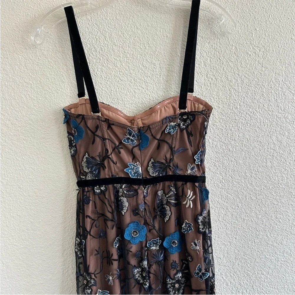 For Love & Lemons Beatrice Floral Embroidered Maxi Dress Blue - Picture 6 of 9